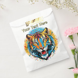 Tigerkopf-Regenbogenfarben-Farbflecken Geschenktütchen