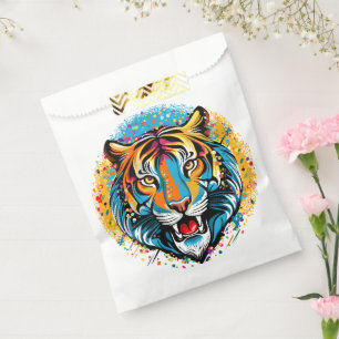 Tigerkopf-Regenbogenfarben-Farbflecken Geschenktütchen