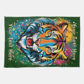 Tigerkopf-Regenbogenfarben-Farbflecken Geschirrtuch (Horizontal)