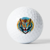 Tigerkopf-Regenbogenfarben-Farbflecken Golfball (Vorderseite)