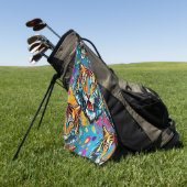 Tigerkopf-Regenbogenfarben-Farbflecken Golfhandtuch (Gras)