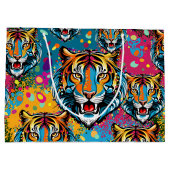 Tigerkopf-Regenbogenfarben-Farbflecken Große Geschenktüte (Rückseite)