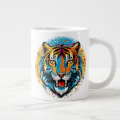 Tigerkopf-Regenbogenfarben-Farbflecken Jumbo-Tasse (Rechts)