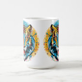 Tigerkopf-Regenbogenfarben-Farbflecken Kaffeetasse (Mittel)