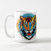 Tigerkopf-Regenbogenfarben-Farbflecken Kaffeetasse (Links)