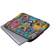 Tigerkopf-Regenbogenfarben-Farbflecken Laptopschutzhülle (Vorne Knopf)
