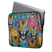 Tigerkopf-Regenbogenfarben-Farbflecken Laptopschutzhülle (Vorderseite Links)