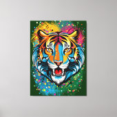 Tigerkopf-Regenbogenfarben-Farbflecken Leinwanddruck (Vorderseite)