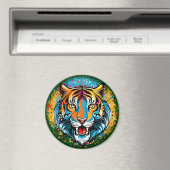 Tigerkopf-Regenbogenfarben-Farbflecken Magnet (In Situ (Geschirrspüler))
