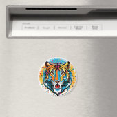 Tigerkopf-Regenbogenfarben-Farbflecken Magnet (In Situ (Geschirrspüler))