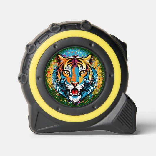 Tigerkopf-Regenbogenfarben-Farbflecken Maßband (Vorderseite)