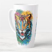 Tigerkopf-Regenbogenfarben-Farbflecken Milchtasse (Linke Ecke)