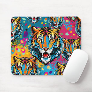 Tigerkopf-Regenbogenfarben-Farbflecken Mousepad