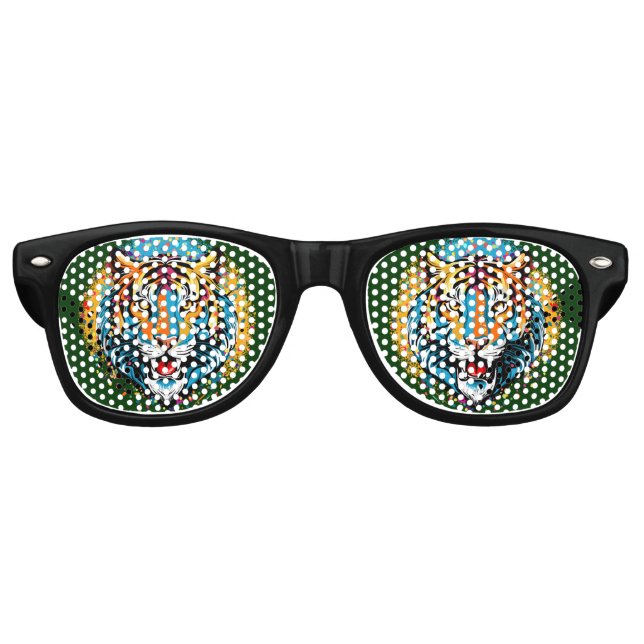 Tigerkopf-Regenbogenfarben-Farbflecken Partybrille (Vorderseite)