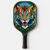 Tigerkopf-Regenbogenfarben-Farbflecken Pickleball Schläger (Rückseite)