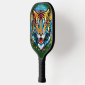 Tigerkopf-Regenbogenfarben-Farbflecken Pickleball Schläger (Links)