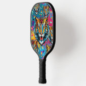 Tigerkopf-Regenbogenfarben-Farbflecken Pickleball Schläger (Links)