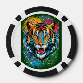 Tigerkopf-Regenbogenfarben-Farbflecken Pokerchips (Rückseite)