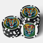 Tigerkopf-Regenbogenfarben-Farbflecken Pokerchips (Stapel)