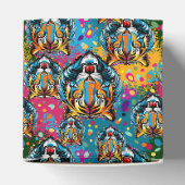 Tigerkopf-Regenbogenfarben-Farbflecken-Pouf Geschenkschachtel (Oben)