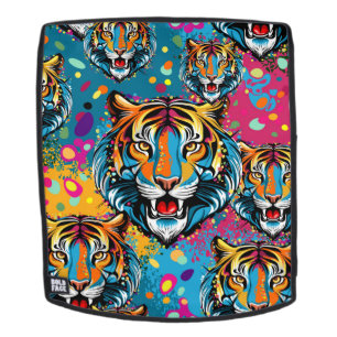 Tigerkopf-Regenbogenfarben-Farbflecken Rucksack