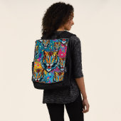 Tigerkopf-Regenbogenfarben-Farbflecken Rucksack (Ausgewaschen)