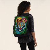 Tigerkopf-Regenbogenfarben-Farbflecken Rucksack (Ausgewaschen)