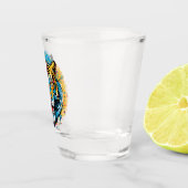 Tigerkopf-Regenbogenfarben-Farbflecken Schnapsglas (Rechts)