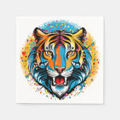 Tigerkopf-Regenbogenfarben-Farbflecken Serviette (Vorderseite)