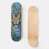 Tigerkopf-Regenbogenfarben-Farbflecken Skateboard (Vorderseite)