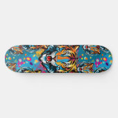 Tigerkopf-Regenbogenfarben-Farbflecken Skateboard (Horizontal)