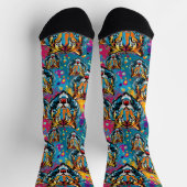 Tigerkopf-Regenbogenfarben-Farbflecken Socken (Oben)