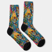 Tigerkopf-Regenbogenfarben-Farbflecken Socken (Rechts)