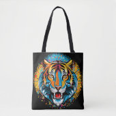 Tigerkopf-Regenbogenfarben-Farbflecken Tasche (Vorderseite)