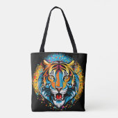 Tigerkopf-Regenbogenfarben-Farbflecken Tasche (Rückseite)