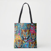 Tigerkopf-Regenbogenfarben-Farbflecken Tasche (Vorderseite)