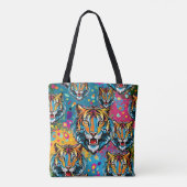 Tigerkopf-Regenbogenfarben-Farbflecken Tasche (Rückseite)