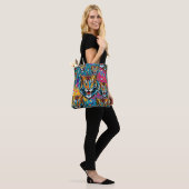 Tigerkopf-Regenbogenfarben-Farbflecken Tasche (Am Model)
