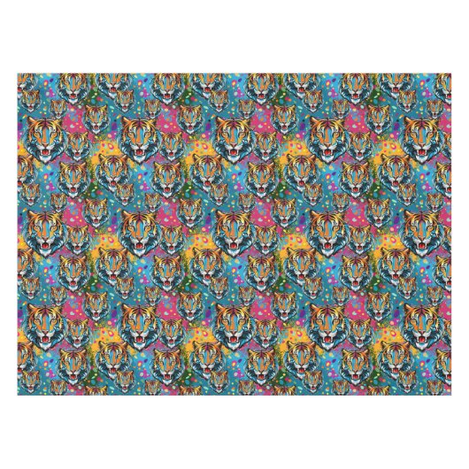 Tigerkopf-Regenbogenfarben-Farbflecken Tischdecke (Vorderseite (Horizontal))