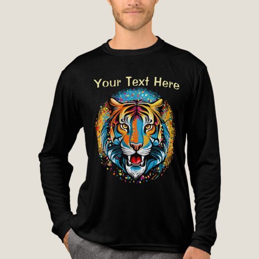 Tigerkopf-Regenbogenfarben-Farbflecken Tri-Blend Shirt (Vorderseite)