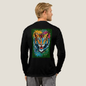 Tigerkopf-Regenbogenfarben-Farbflecken Tri-Blend Shirt (Voller Rücken)