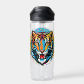 Tigerkopf-Regenbogenfarben-Farbflecken Trinkflasche (Rückseite)