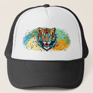 Tigerkopf-Regenbogenfarben-Farbflecken Truckerkappe