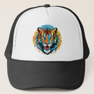 Tigerkopf-Regenbogenfarben-Farbflecken Truckerkappe