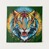 Tigerkopf-Regenbogenfarben-Farbflecken Wandteppich (Vorderseite)