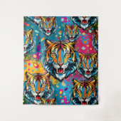 Tigerkopf-Regenbogenfarben-Farbflecken Wandteppich (Vorderseite)