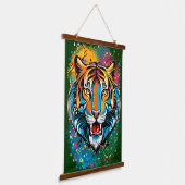 Tigerkopf-Regenbogenfarben-Farbflecken Wandteppich Mit Holzrahmen (Gewinkelt)