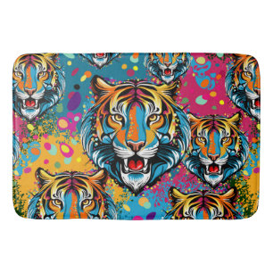 Tigerkopf-Regenbogenfarben Farbkleckse Badematte
