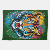 Tigerkopf-Regenbogenfarben Farbkleckse Geschirrtuch (Horizontal)