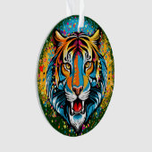 Tigerkopf-Regenbogenfarben Farbkleckse Ornament (Vorderseite)